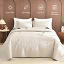 Masaca Oversized King Quilt 120x120,Wheat Oversized King Bedspread with Leaf Pattern,3 Piece Lightweight Ultra Soft Farmhouse California King Coverlet Set