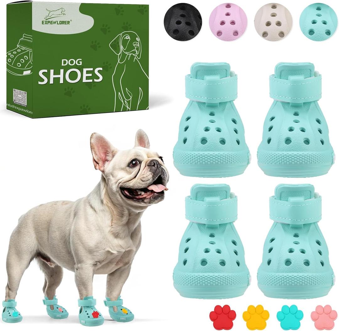 Dog Shoes for Hot Pavement - Non-Slip Summer Dog Booties for Small Medium Large Dogs, Reflective Pet Boots & Paw Protectors, Easy ON & Off, Waterproof and Easy-Clean for Beach Outdoor (Aqua Green, M) (Size 5/M (Paw Width:1.77"-1.96"))