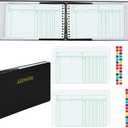 Skyygemm Ring Ledger Binder with 200 Pcs 5"x8.5" Ledger Sheets Small Index Tabs for Bookkeeping Accounting Business with Debit Credit Balance Columns(Black Cover, White Sheets)