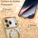 ZIYE Magnetic Case Designed for iPhone 17 Pro Max Glitter Case Luxury Plating Love Heart Compatible with MagSafe Clear Case with Camera Protection Shockproof Cover Made for Women Girls-Gold