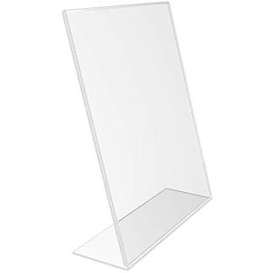 FixtureDisplays Pack of 1 8 x 10" Clear Acrylic Sign Holder with Slant Back Design Portrait, Vertical Picture Frame 19780-8X10-CLEAR-NF