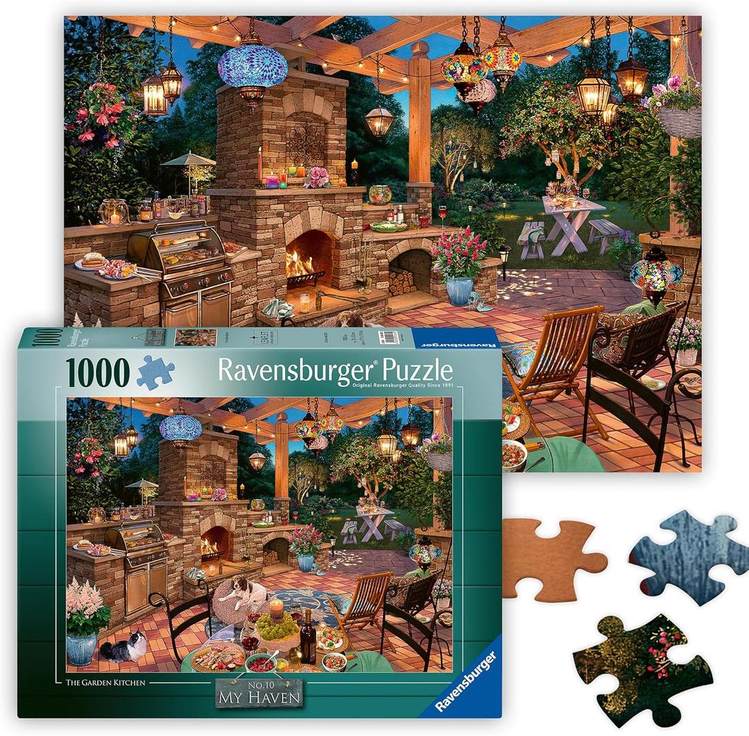 Ravensburger - The Garden Kitchen - 1000 Piece Jigsaw Puzzle - Stunning, Vivid Colors - Perfect Patio, Backyard & BBQ Pit for Summer Parties - Puzzles for Adults