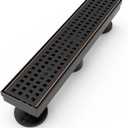 WEBANG 12 Inch Linear Shower Drain Rectangular Floor Drain with Accessories Square Hole Pattern Cover Grate Removable SUS304 Stainless Steel CUPC Certified Oil Rubbed Bronze