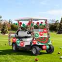 29 Pcs Christmas Golf Cart Decoration Kit with Semicircular Flag Red Green Snowflake? Paper Fans Balloon Ribbon and Tape for Christmas Parades, Parties & Home Decor