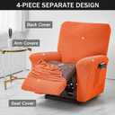 CONRUSER Stretch Recliner Chair Covers, 4-Piece Soft Sofa Cover Thick Single Seat Couch Cover Jacquard Recliner Slipcover with Pocket (Orange)