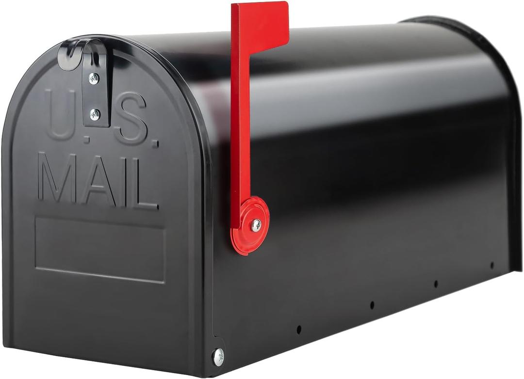 Mailboxes for Outside Post Mount, Black Metal Mailbox, Standard Size, 20 x 8.7 x 6.7 Inches
