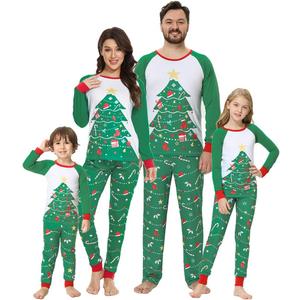 VENTELAN Family Matching Christmas Pajamas Set Holiday Santa Claus Sleepwear Xmas PJS Set for Couples and Kids (14 Years, Green Christmas Tree)