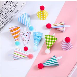60pcs Mini Birthday Hats Cake Toppers Dessert Cupcake Topper Decoration for Baby Shower Birthday Wedding New Year Festival Party Supplies