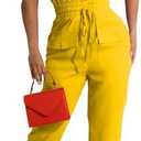 ZonJie Sexy Jumpsuits for Women Summer Plus Size Short Sleeve Party Rompers Dressy Club Wide Leg Long Pants Size XL