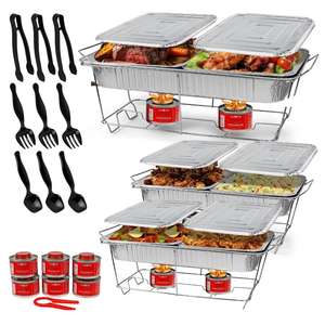 Large Full Size 33-Pcs Disposable Chaffing Buffet with-Covers, Utensils, Fuel Cans – Premium Chafing Dish Set for Events, Parties, Catering