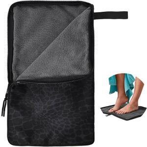 Wet Bag, Wet Dry Bag, Wet bag for swimsuit, Travel, Beach, Pool, Diapers, Dirty Yoga Gym Clothes, Waterproof Embedded Towel Wet Bag(Fleece)-Leakproof Wet Clothes Bag, Beach Travel Essentials (15.7*9.8inch, Leopard Black)