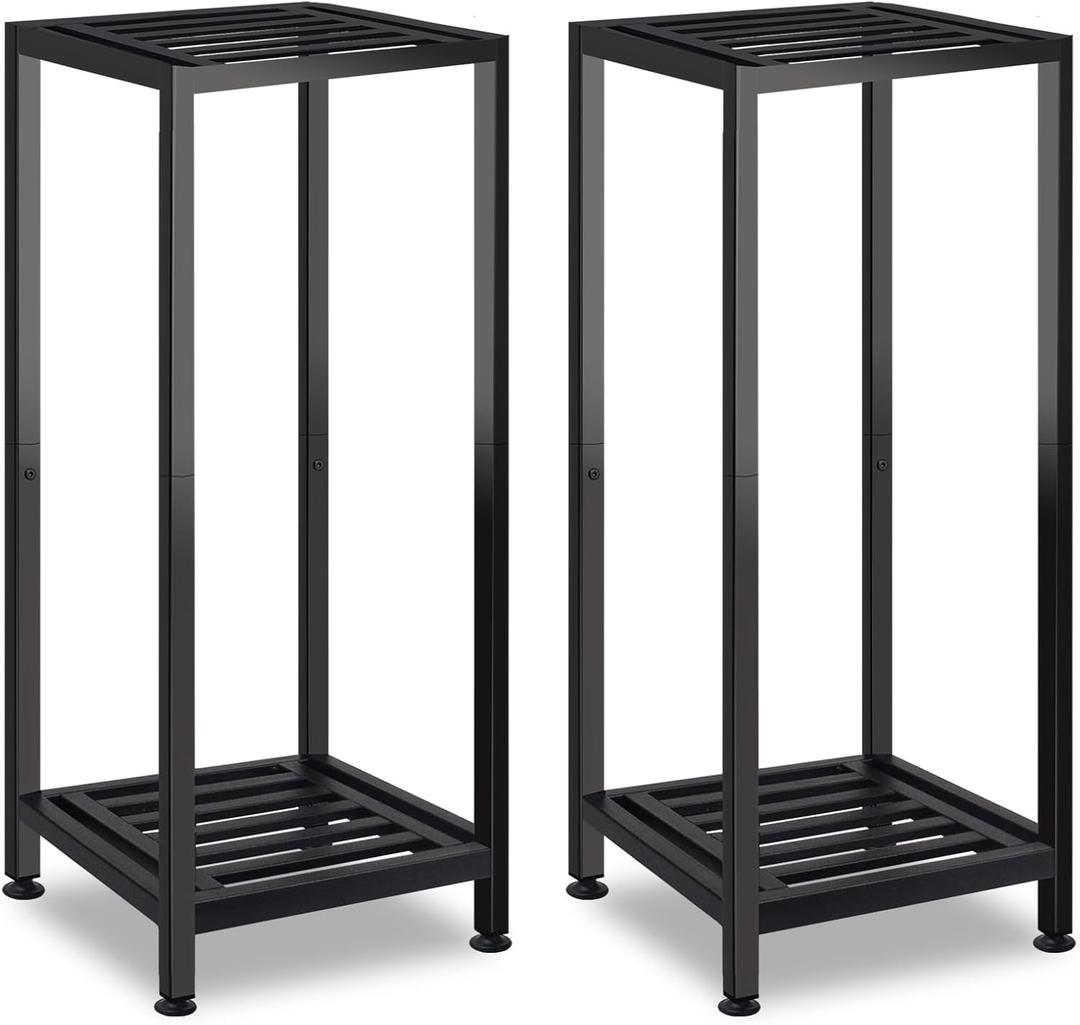 Lilybud--lily 2-Pack Plant Stand Indoor Outdoor, Heavy Duty Wrought Iron Pedestal Stands, Metal Plant Stand Decorative Flower Stand for Patio Garden Deck Living Room black-2 pack