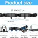 Huryfox Heavy-Duty Stainless Steel Broom Holder, Black, Wall Mount, 1-4 cm Diameter Compatible, Adjustable, 3 Racks, 2 Hooks, Space-Saving