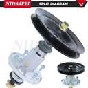 3 Pack GY21099 Spindle Assembly with GX21381 Pulley GY20629 Idler Pulley Replaces GY20867, GY20592, GY22082 for John Deere D170, LA175, E180, G110, 190C, S180, LA150, D 170 54" Lawn Mowers