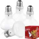 4 Pack 75-Watt Basking Light for Reptiles & Amphibians - Heat Lamp Bulbs for Glass Terrariums, Suitable for Bearded Dragons, Lizards, Iguanas - Broad Spectrum Reptile Basking Bulb
