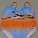 Century Star Girls Swimsuits for Teens Bikini 2025 Solid Teen Bathing Suits Adjustable Straps Swimwear Padded 8-15 Years (10-11 Years, Orange Blue Gradient)