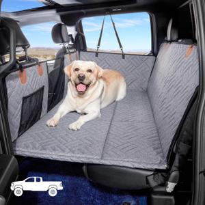 YJGF Dog Back Seat Extender for Truck,Truck Seat Cover Back Seat,Dog Hammock for Truck,Pet Seat Covers for Dogs,Hard Bottom Seat Extender for Dogs(Grey,for Full Size Truck)