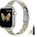 MioHHR Slim Metal Band Compatible with Apple Watch Band 42mm(Series 11 10) 41mm(Series 9 8 7) 40mm(Series 6 5 4 SE3/2/1) 38mm(Series 3 2 1),Stainless Steel iWatch Bands for Women,Gold