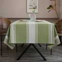 ArtBud Burlap Cotton Linen Table Clothes Farmhouse Tablecloth Striped Picnic Table Cover Heavy Fabric Table Top Coffee Kitchen Dcor Green Rectangle 55"102"(8-10 Seats)