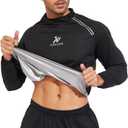 NINGMI Sauna Jacket Men Sweat Shirt Gym Workout Jacket Fitness Boxing Exercise Long Sleeve Sauna Sweat Suits (Large, Black-half Zipper)