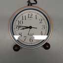 AYRELY 5.3" Vintage Analog Alarm Clock, Battery Operated Metal Desk Clock, Retro Table Clock with Light for Living Rooms, Bedrooms, Shelf, Home Decor (Blue)