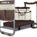 Aimerla K5 Foldable Kneeler Seat - Heavy Duty (Detachable Cloud Kneeler Pad) - Garden Stool - 2 Large Tool Bags - Portable Bench for Indoor & Outdoor, K5-Brown