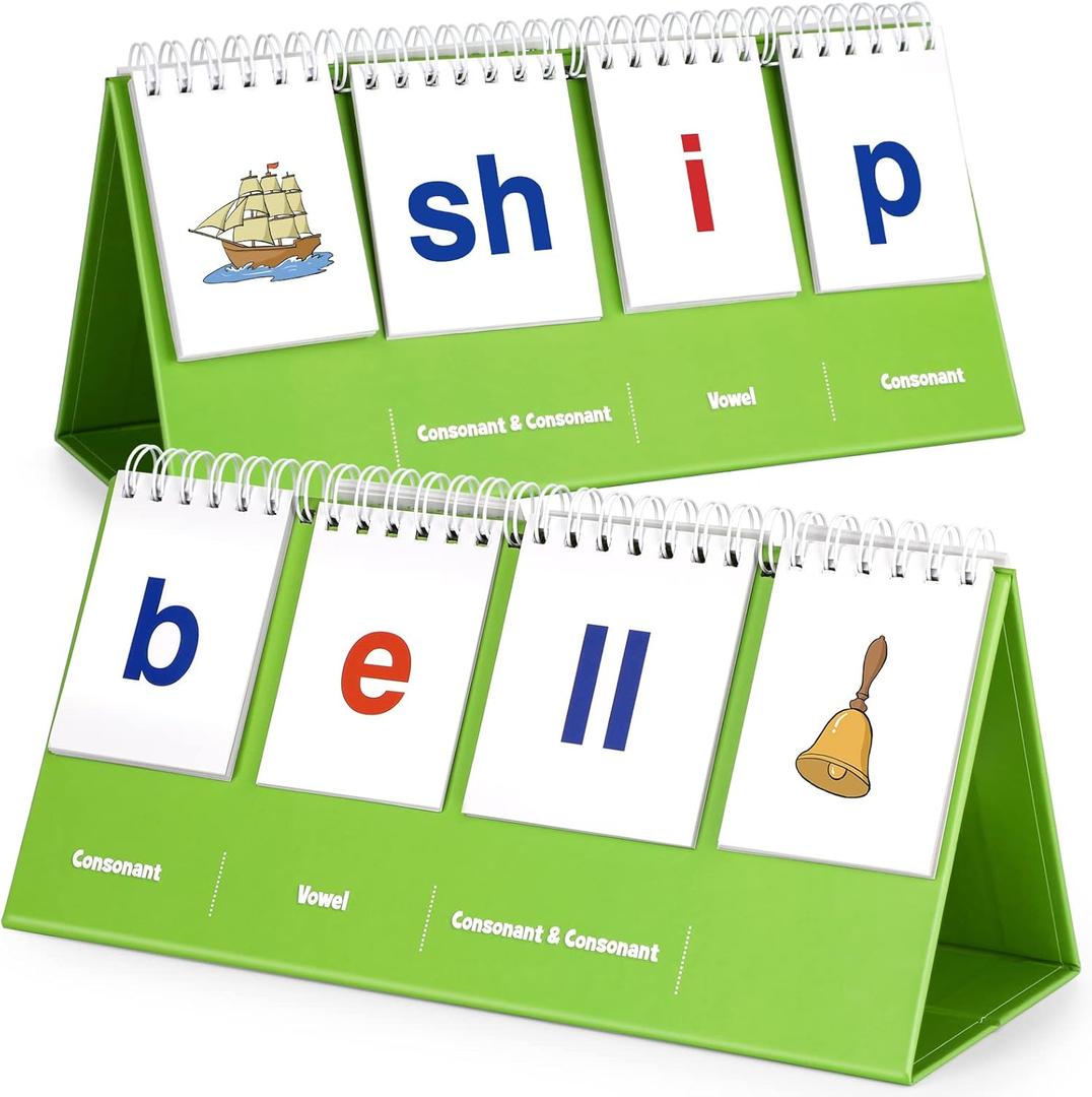 Aizweb CVCC & CCVC Word Builder,Phonics Games Flash Card for Preschool Kindergarten Classroom,Special Education Reading Manipulative Spelling Toy for Learning Activity Teacher School Supplies