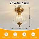 UOFUS Vintage Gold Semi Flush Mount Ceiling Light Fixture with Clear Glass Shade Antique Brass Small Chandelier Flower Close to Ceiling Light for Hallway Entryway Bedroom Porch Foyer Corridor Kitchen