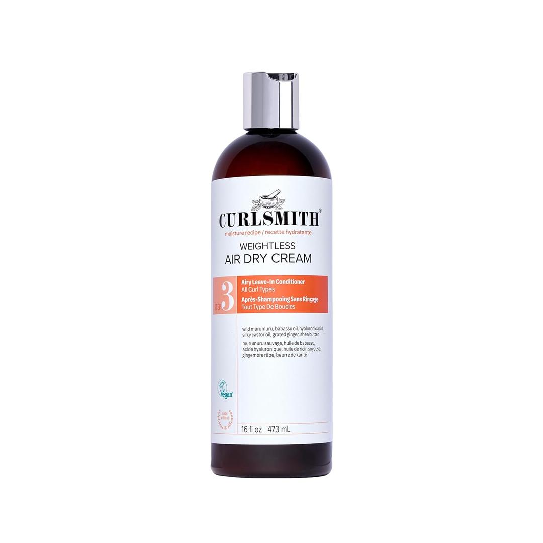 CURLSMITH Weightless Air Dry Cream for Hair, Hydrating and Detangling, Leave In Conditioner for Curly Hair, For All Curl Types, Vegan & Cruelty-free