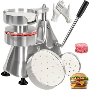 JOHAKYU 3 - in - 1 Commercial Burger Patty Maker, Hamburger Beef Patty Press Stainless Steel Bowl, Heavy - Duty Meat Forming Processor(4/5/6 - inch), Burger Machine with 1200 Pcs Patty Papers