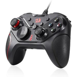 Redragon G710 Wired Gaming Controller - Dual Vibration Motors, Rapid Trigger, Ergonomic Design, 4 Programmable Keys, Customizable Macros, Adjustable Joystick Heights - Work for PC & Android & NS