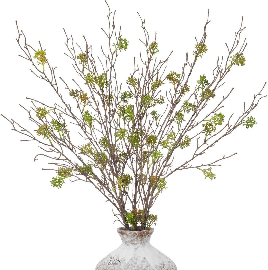 dallisten Tall 6PCS Artificial Willow Branches for Vase, 32'' Bendable Faux Eucalyptus Stems with Green Fruits for Home Decor, Fake Branches for DIY Crafts Wedding Farmhouse Garden Office Room Decor