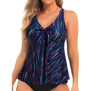 Yonique Women's Flowy Tankini Top - Modest Swim Top with Loose Fit, No Bottom M