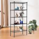 FDW 5 Tier 22L x 12W x 48H Pantry Shelves Adjustable Storage Rack Metal Shelf NSF Shelving Units for Kitchen Garage Small Places Commercial, Black, 221248