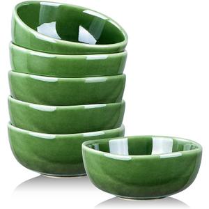 vicrays Ceramic Cereal Bowls Set  Porcelain 26 Ounce Soup Salad Bowls  Rice Dessert Cream Bowls Set  Chip Resistant Dishwasher Microwave Safe  Set of 6 (Green)