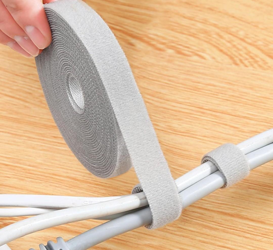 Reusable Cable Management Tie Roll, Multi-Purpose Adjustable Hook and Loop Cord Organizer for Wires, Data Cable Storage, Home Office Use