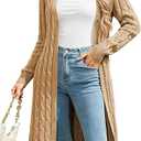 Cakulo Womens Long Cardigans Cable Knit Chunky Cardigan Sweaters Open Front Fall Winter Fashion Outfits Coats 2025 Brown S