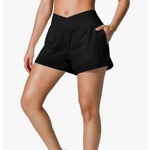 BRXL Crossover Flowy Running 2 in 1 Shorts for Women with Pockets Spandex Butterfly Athletic Workout Tennis Skorts, Medium