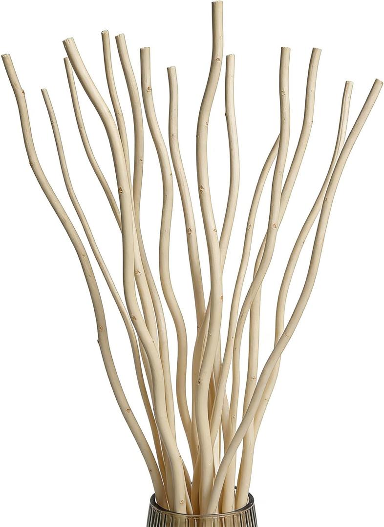 Dried Curly Willow Branches, 15 Stems Dried Twigs Sticks 18-19” Decorative 100% Natural Birch Branches for Vases, DIY, Floral Arrangement, Centerpiece, Rustic Home Decor, Beige