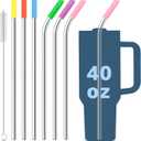 Stainless Steel Replacement Straws for Stanley Adventure Travel Tumbler (6 Straws With Tips for 40oz)