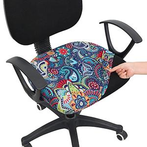 Smiry Printed Office Computer Chair Seat Covers, Stretch Fit Universal Desk Rotating Chair Cover Washable Removable Seat Cushion Protectors - Blue Green