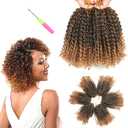 8 Inch Short Passion Twist Hair 6 Bundles Marlybob Crochet Hair Kinky Curly Crochet Hair for Black Women (1B/27#, 6Bundles8 Inch)