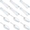 Roshtia 12 Pcs Plastic Serving Tongs Mini Kitchen Tongs Utility and Plastic Kitchen Scoops Clear Ice Scoop Mini Clear Buffet Scoop for Candy Dessert Buffet Ice Snack Coffee Tea