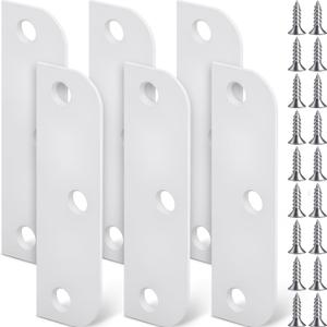 Lounsweer 6 Pcs Hinge Filler Plates 3.5 Inch with 5/8 Inch Door Edge Filler, Stainless Steel Door Hinge Shims, Gate Hole Cover, Satin Chrome Blanks with Matching Screws (White)