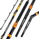 Offshore Trolling Rod Saltwater Big Game Boat Fishing Rod Heavy Duty Roller Rod (6'6'' Adjustable Bent)