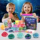 Ocean Glow in The Dark Slime Kit 9 Pack, with Deep Sea Slime Charms, Sensory DIY Rainbow Slime for Kids, Glow Party Favors for Girls & Boys, Halloween