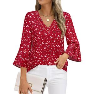 Timeson Women's Business Casual Tops 3/4 Sleeve Dressy Blouses Office Work Shirts (XXL)