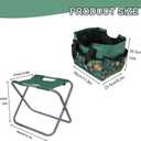 Folding Gardening Stool with Detachable Storage Tote Bag, Multifunctional Gardening Tools Set Organizer for Fishing and Camping,Portable Garden Chair Seat for Adults (Green Flower), 5x2x10 inches