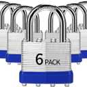Padlocks Keyed Alike, Pack of 6, Laminated Steel Keyed Lock (1-9/16", 40mm), Padlocks with Same Key, Normal Shackle, for Toolbox, Locker & StorageUnit or More