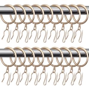 Hotop 60 Pieces 1.65 Inch Metal Drapery Curtain Rings Curtain Hanging Rings and 60 Pieces Metal Curtain Drapery Pin Hooks for Window Door Shower Curtain (Champagne Gold)